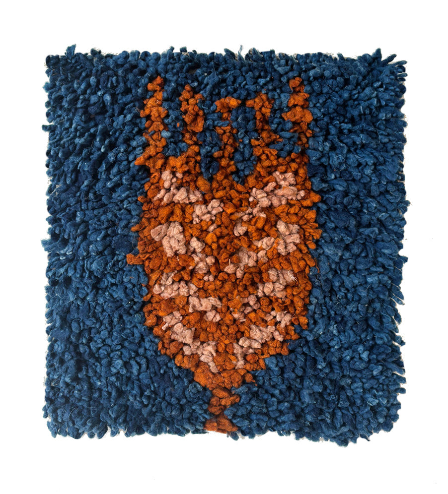 Chair rug - Wheat in blue, dusty pink & rust
