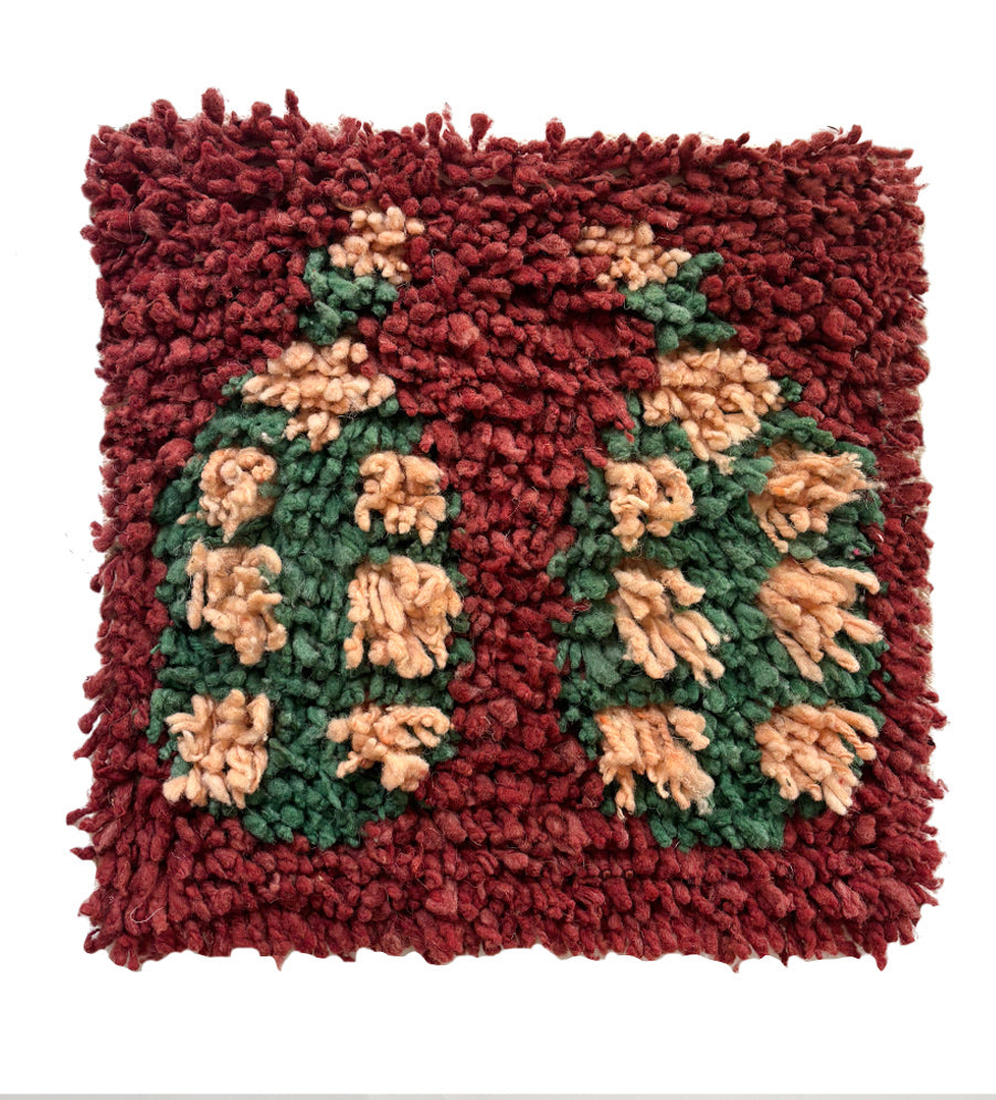 Chair rug - Date fruits in dusty red, sweet green & coral