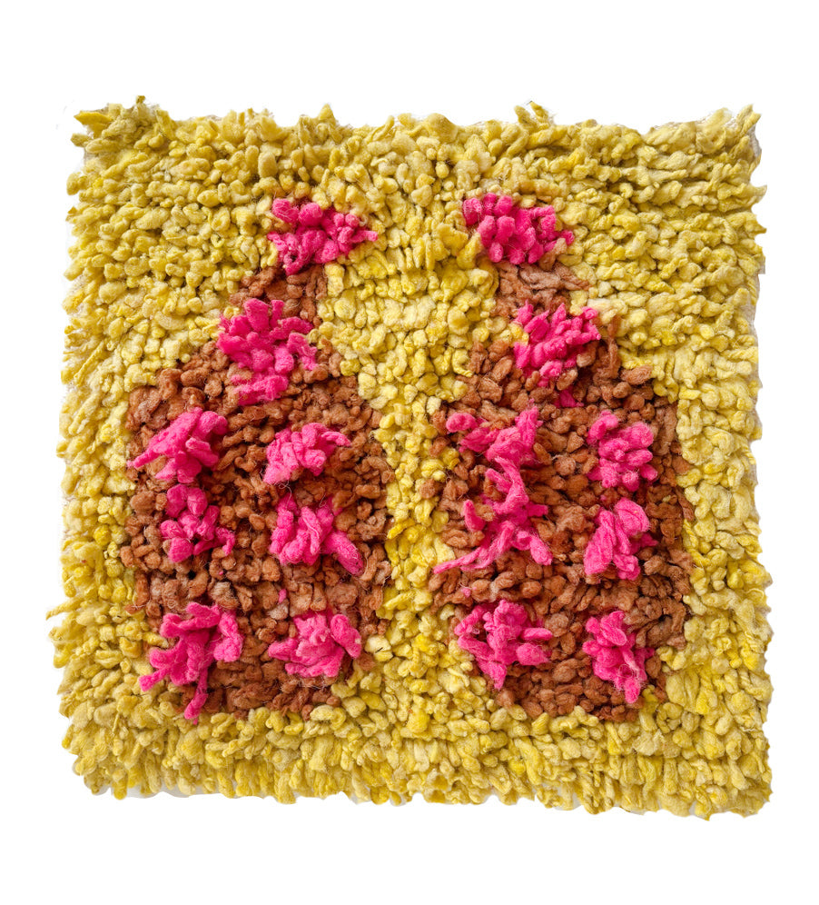 Chair rug - Date fruits in yellow, hot pink & mocha