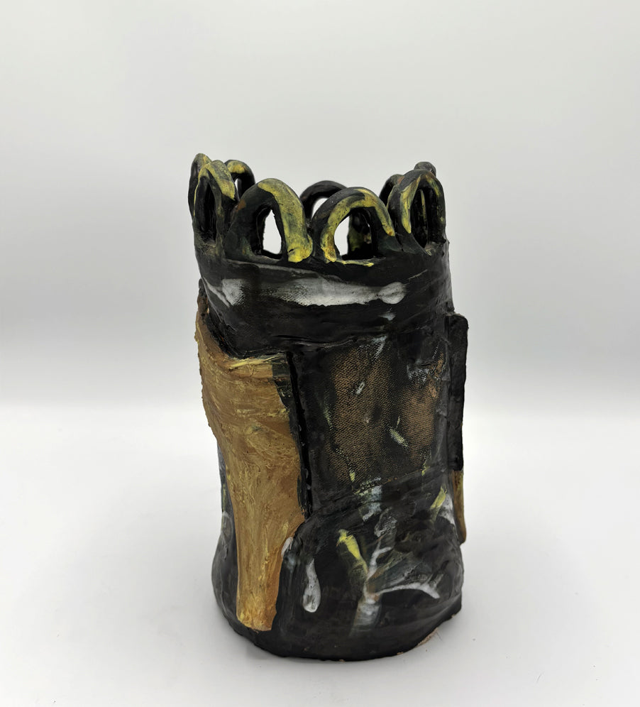 Donkeys in a field at night - Vase