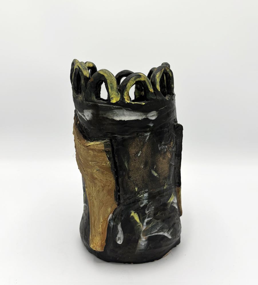 Donkeys in a field at night - Vase