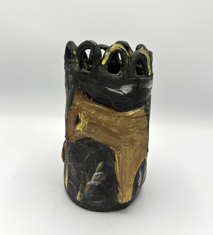 Donkeys in a field at night - Vase