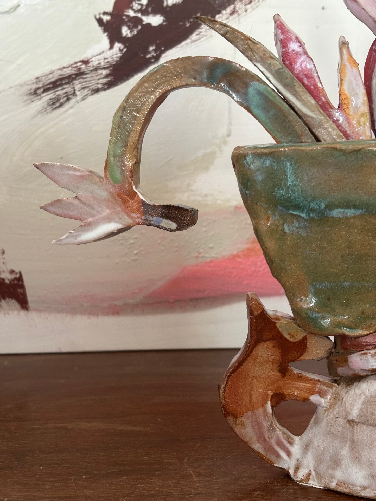 Two Donkeys holding a flower vase