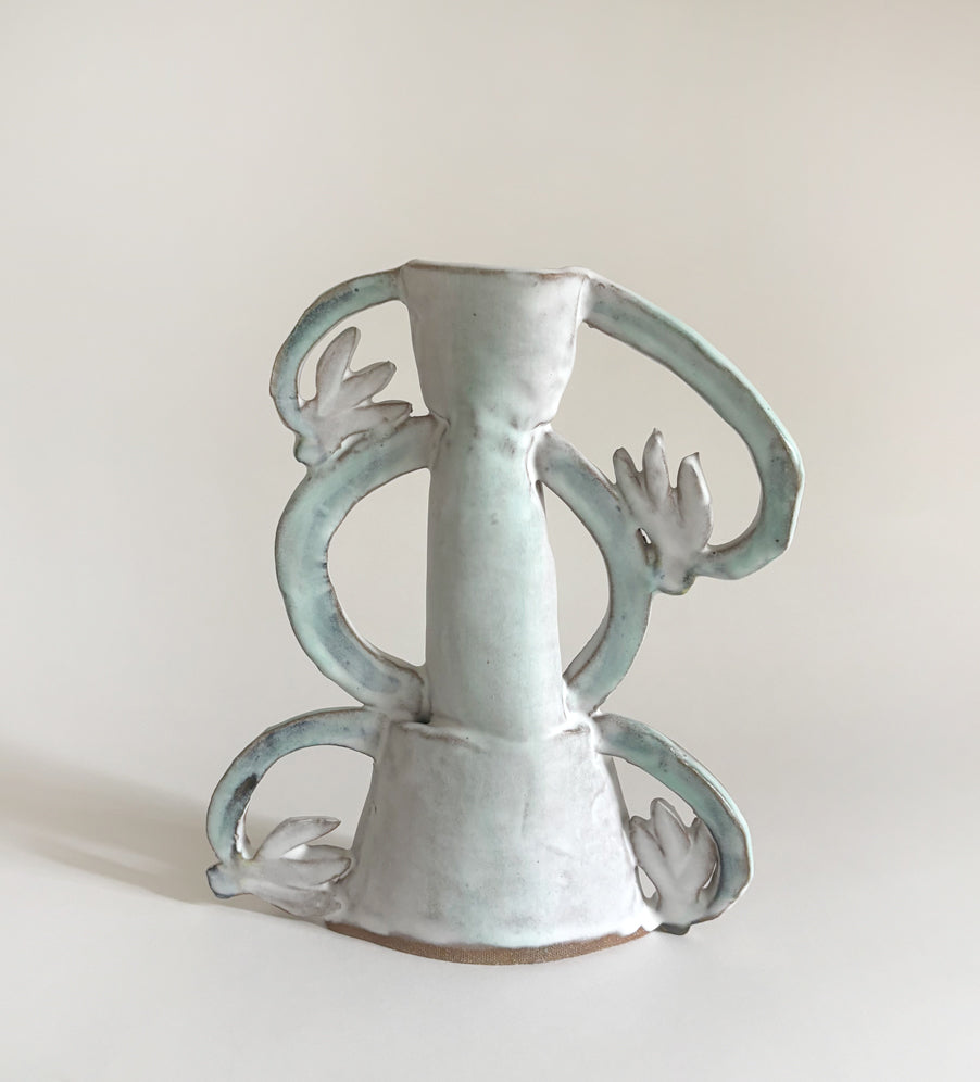 Cyclamens Candle holders / Green & White