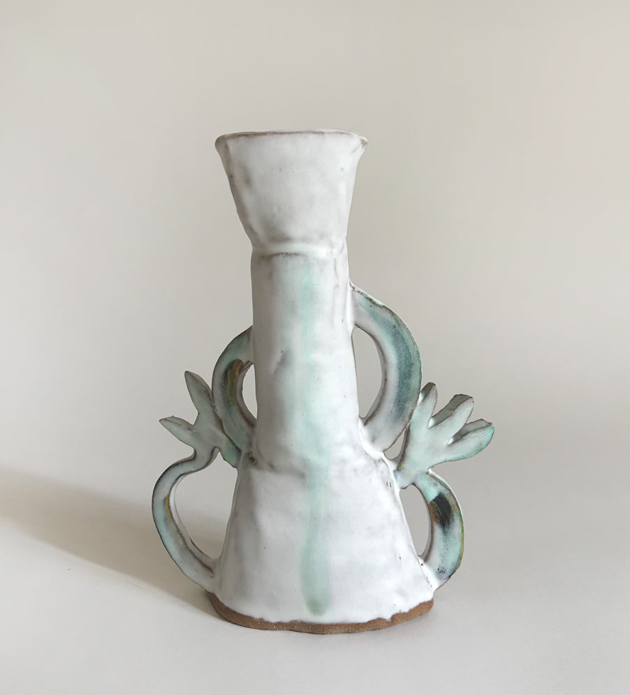 Cyclamens Candle holders / Green & White