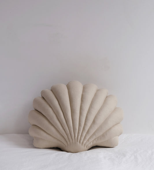 LARGE SHELL PILLOW-IN LINEN - SAND