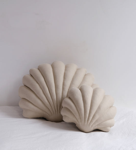 SHELL PILLOWS PAIR - LARGE & SMALL SAND LINEN