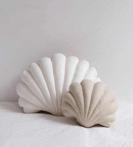 SHELL PILLOWS PAIR - LARGE WHITE CHALK & SMALL SAND
