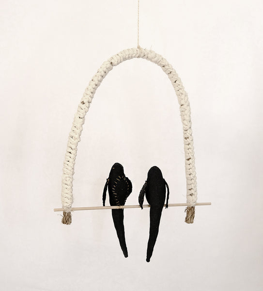 Love birds on a perch - Black Birds