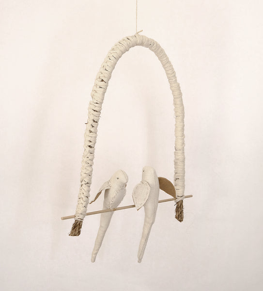 Love birds on a perch - Tea dye Birds