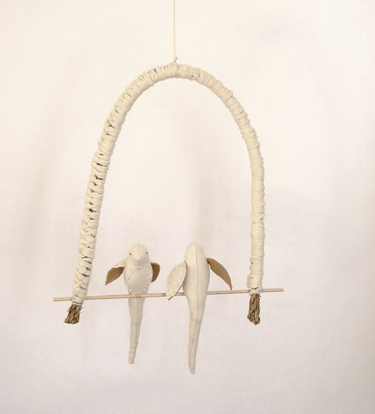 Love birds on a perch - Tea dye Birds