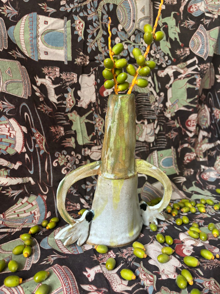 Two cyclamens vase - yellow