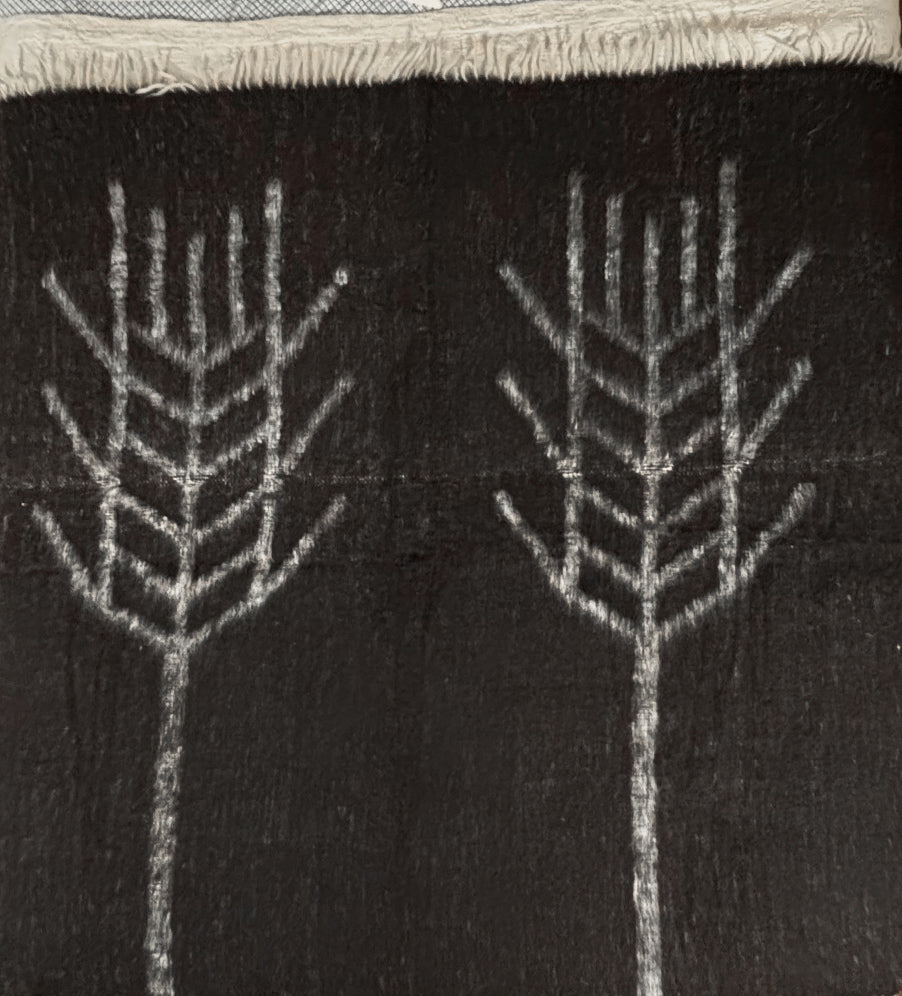 Wheat hand woven wool blanket - Chalk black & White