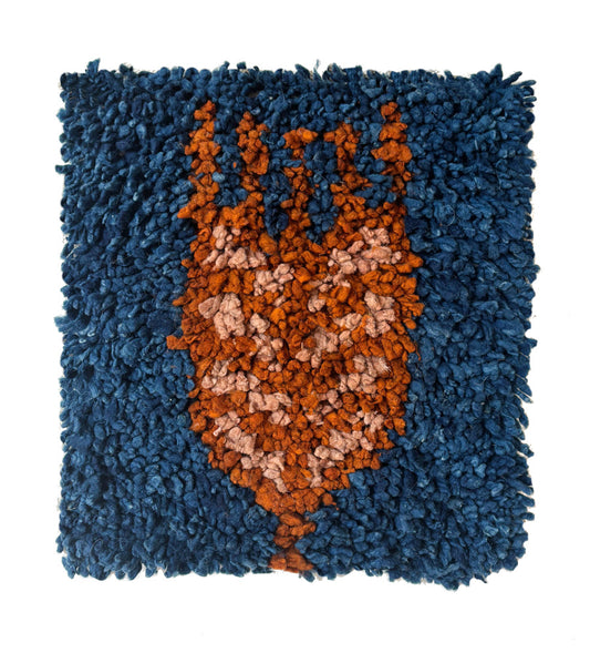 Chair rug - Wheat in blue, dusty pink & rust