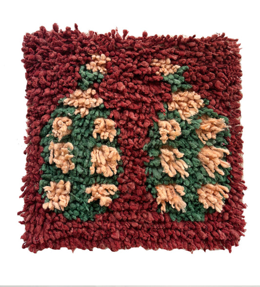 Chair rug - Date fruits in dusty red, sweet green & coral