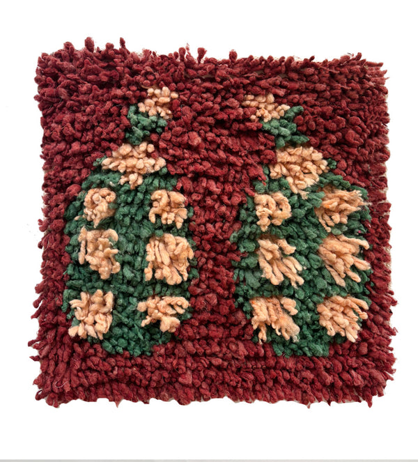 Chair rug - Date fruits in dusty red, sweet green & coral