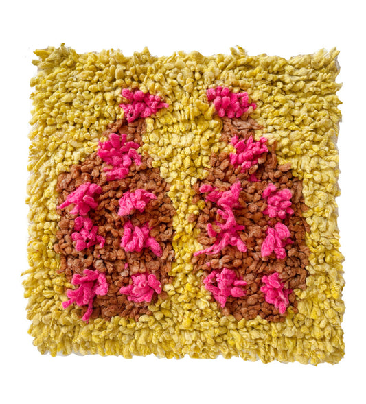 Chair rug - Date fruits in yellow, hot pink & mocha