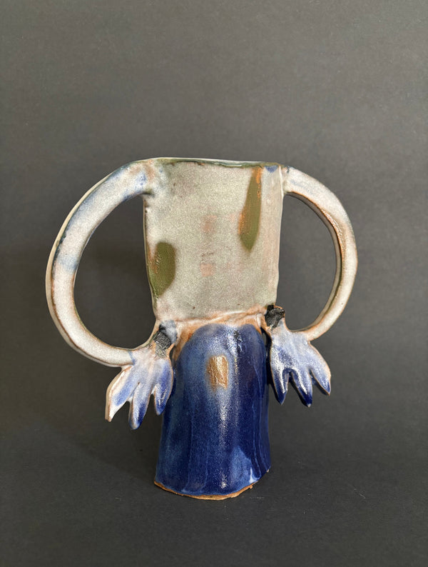 Two cyclamens vase - blue