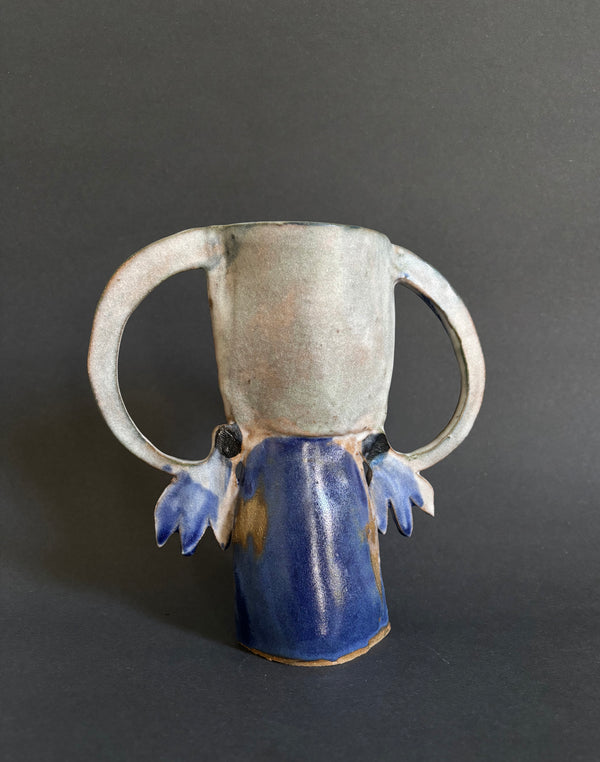 Two cyclamens vase - blue