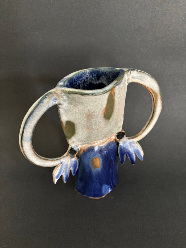 Two cyclamens vase - blue