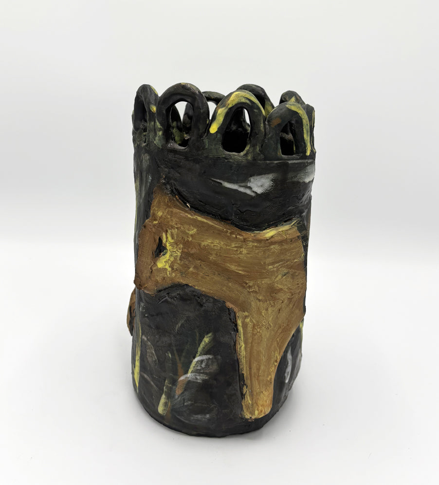 Donkeys in a field at night - Vase