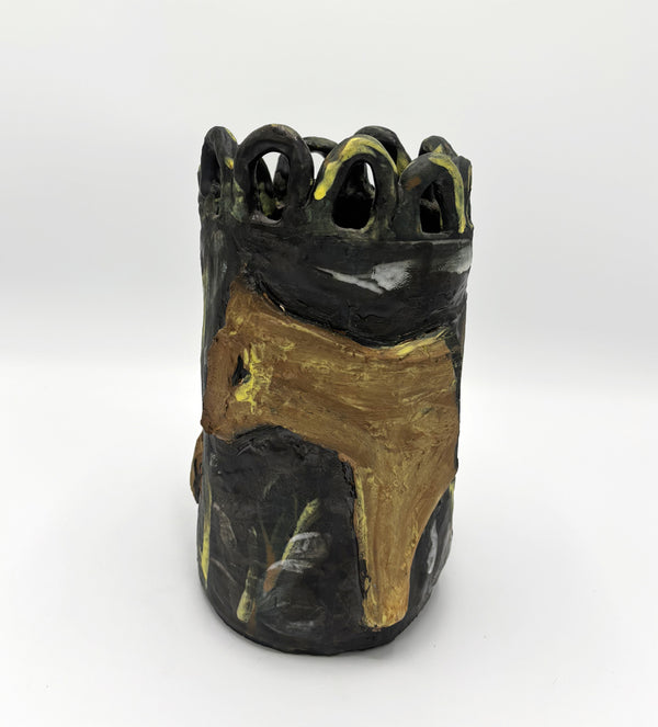 Donkeys in a field at night - Vase