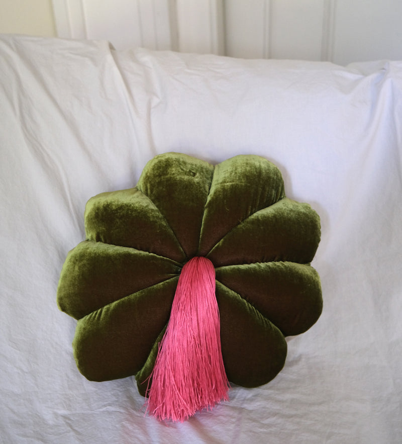 FULL BLOOM, OLIVE - PINK TASSEL