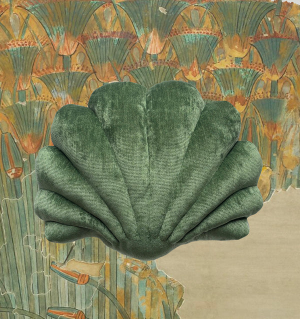 SMALL SHELL PILLOW - MOSS GREEN VELVET