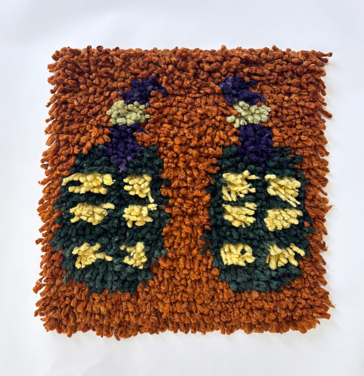 Chair rug - Date Fruits in ochre & purple, yellow, dark green
