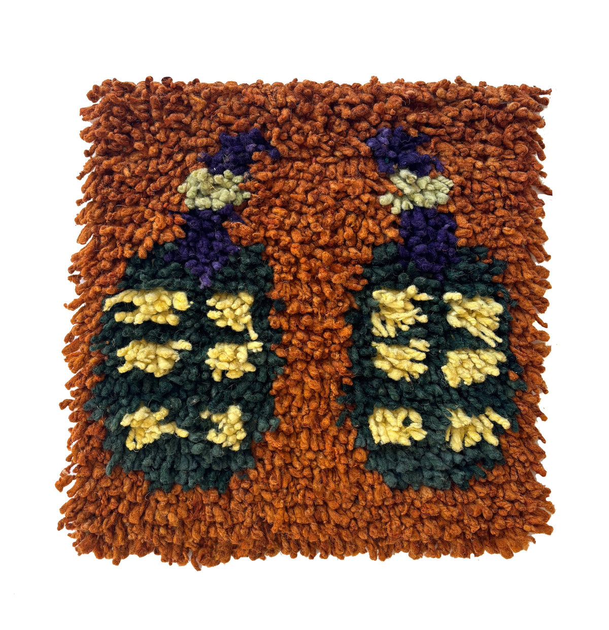Chair rug - Date Fruits in ochre & purple, yellow, dark green