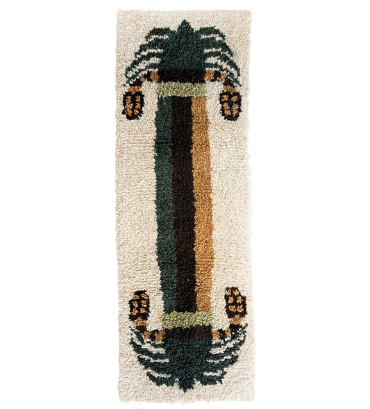 Date palm tree rug in natural and green - Runner