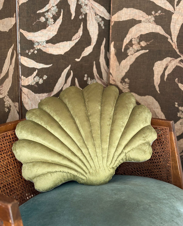 SHELL VELVET PILLOWS - CHARTREUSE