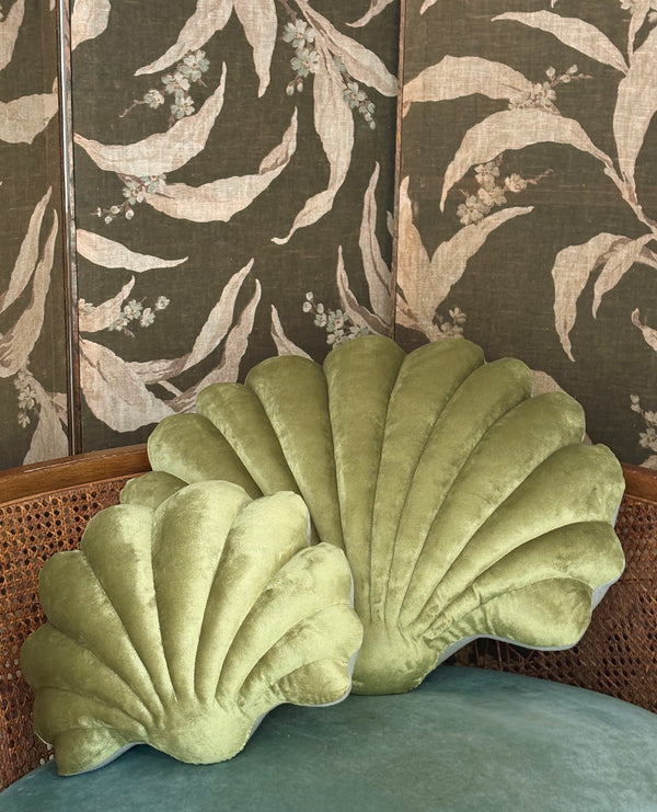 SHELL VELVET PILLOWS - CHARTREUSE