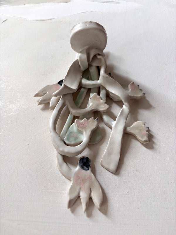 Hanging Cyclmens & snowbells bouquet wall candle holder