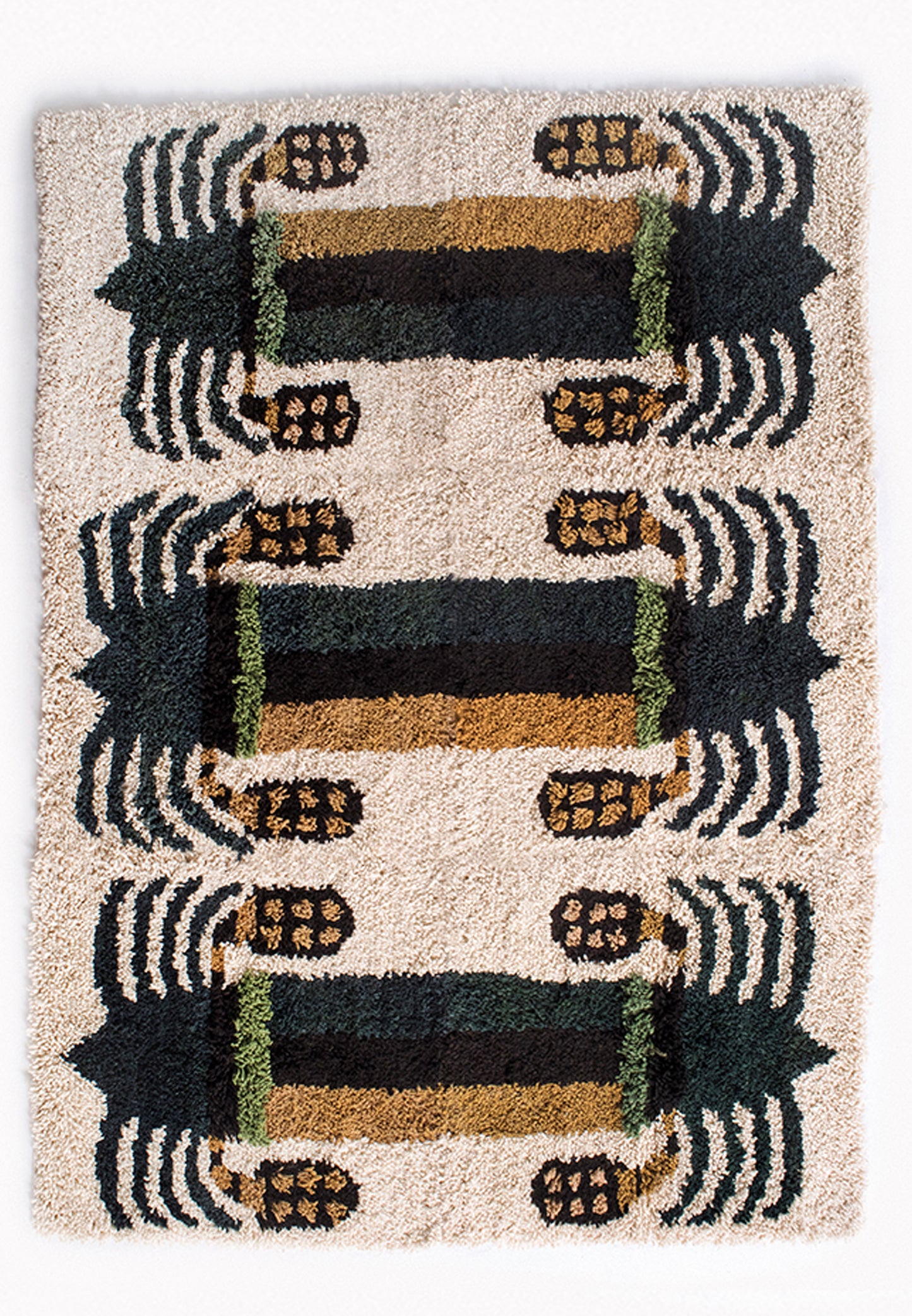 Date palm Tree Rug in natural and green color - Large