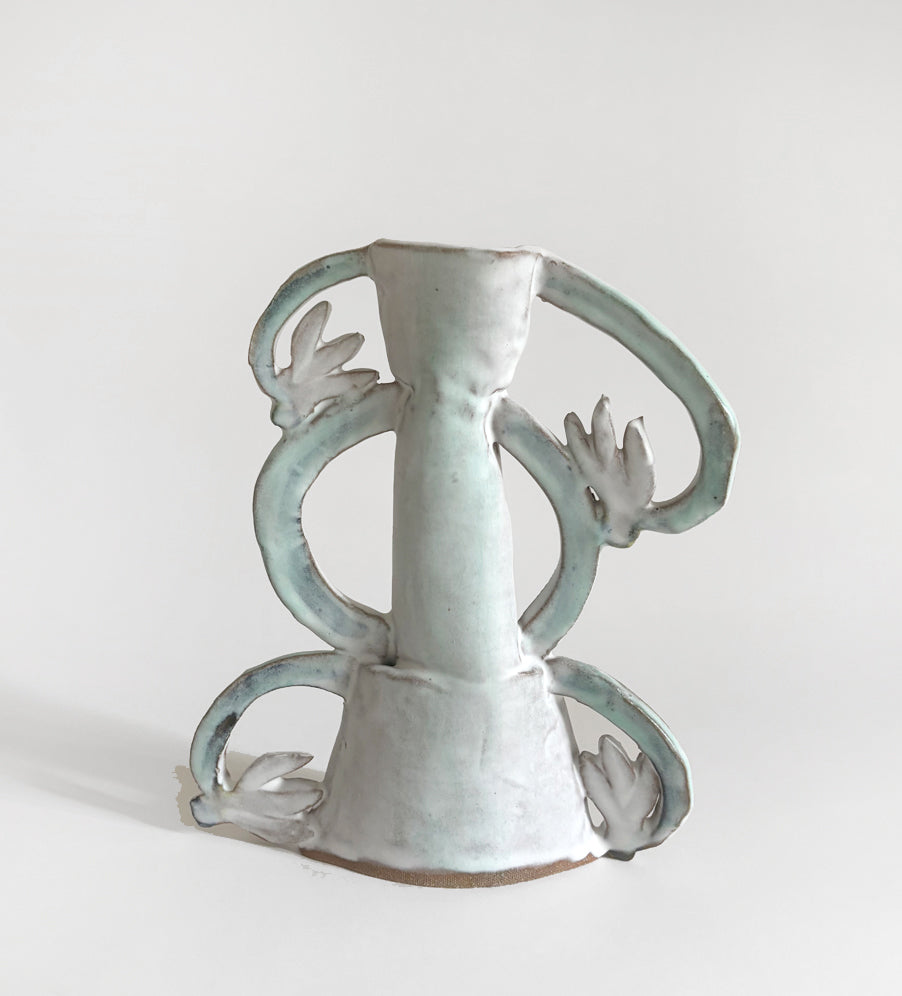 Cyclamens Candle holders / Green & White