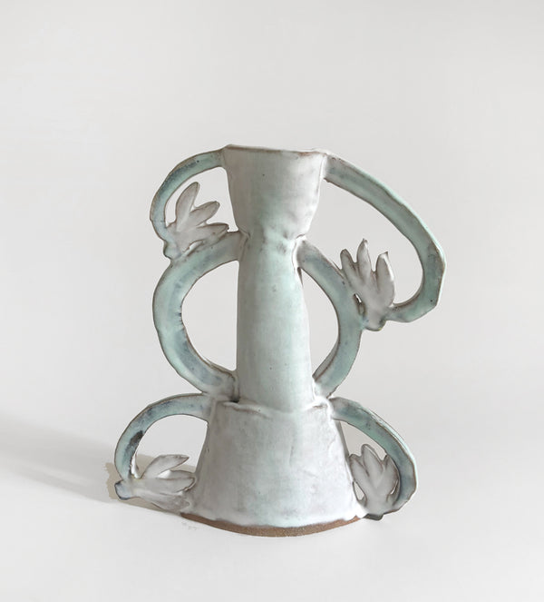 Cyclamens Candle holders / Green & White