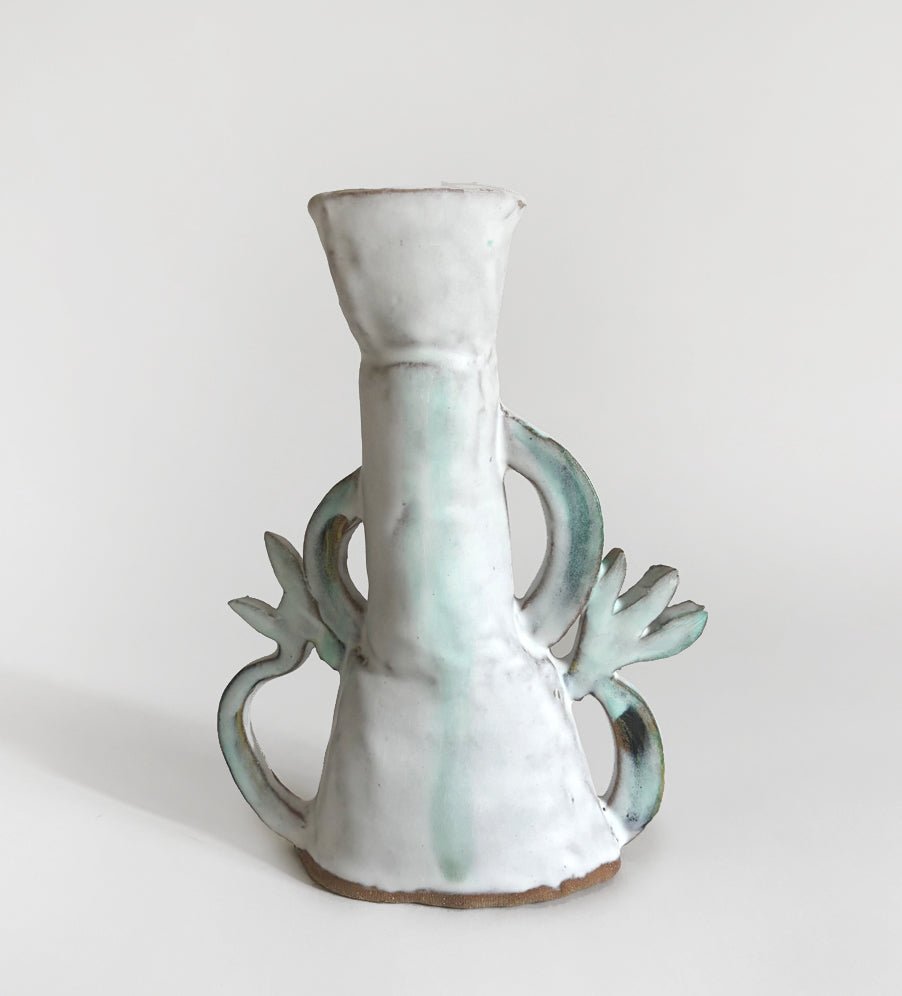 Cyclamens Candle holders / Green & White