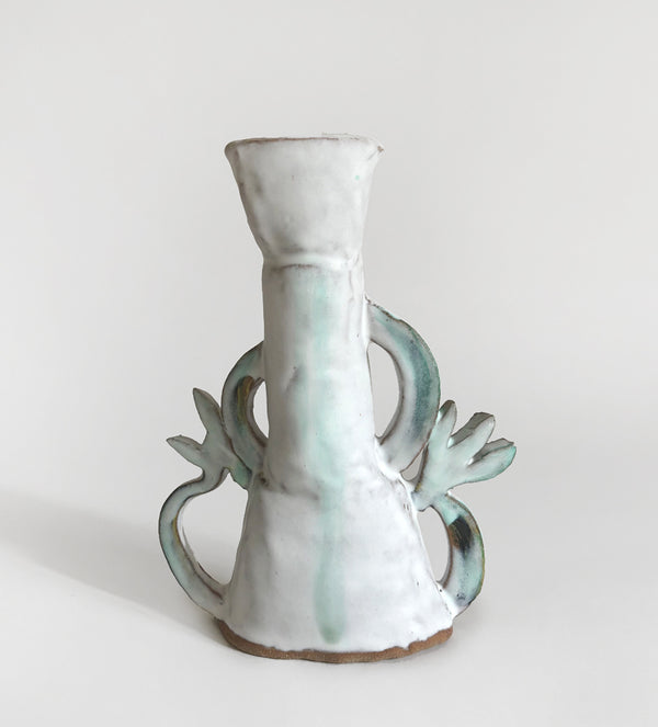 Cyclamens Candle holders / Green & White
