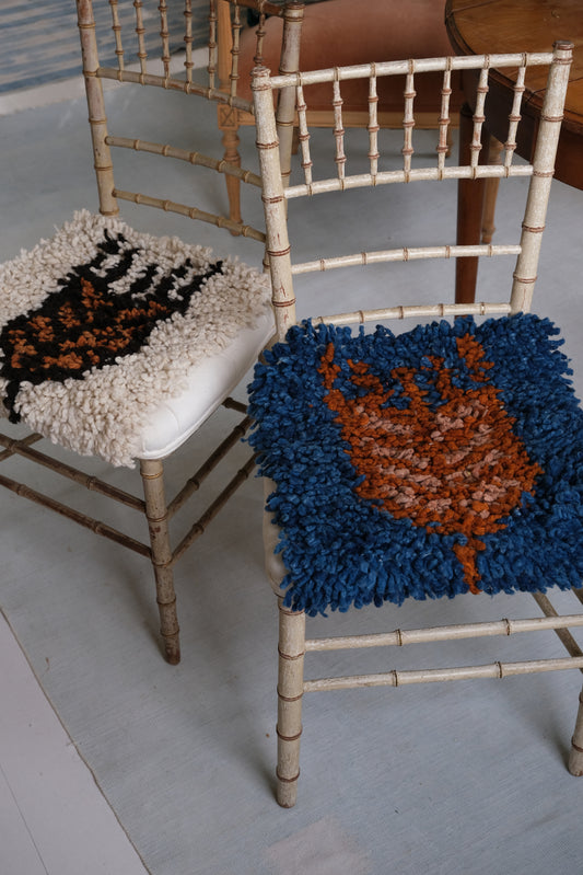 Chair rug - Wheat in blue, dusty pink & rust