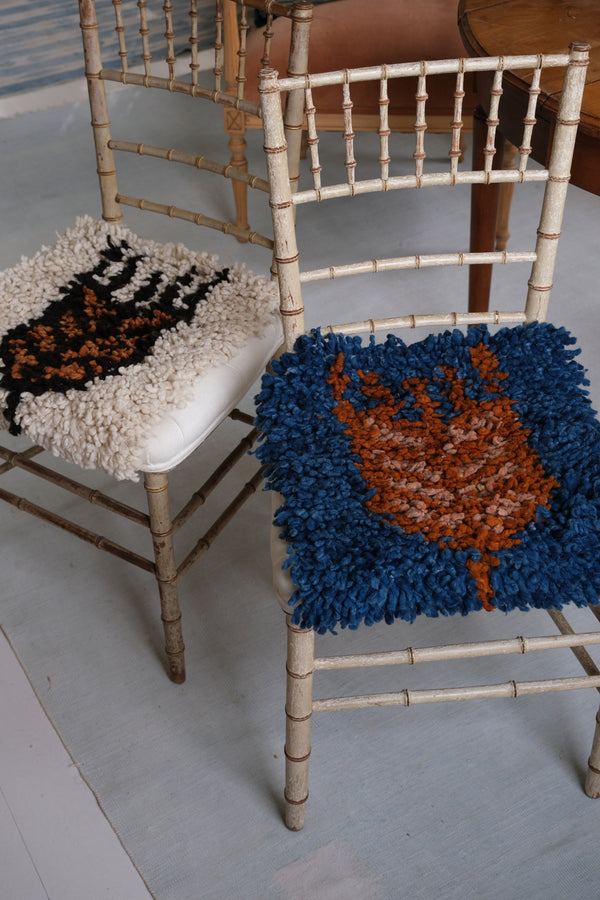 Chair rug - Wheat in blue, dusty pink & rust