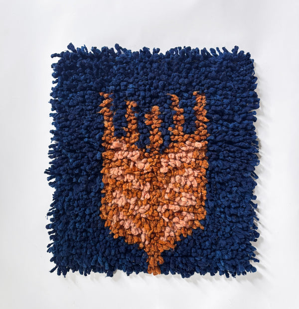 Chair rug - Wheat in blue, dusty pink & rust
