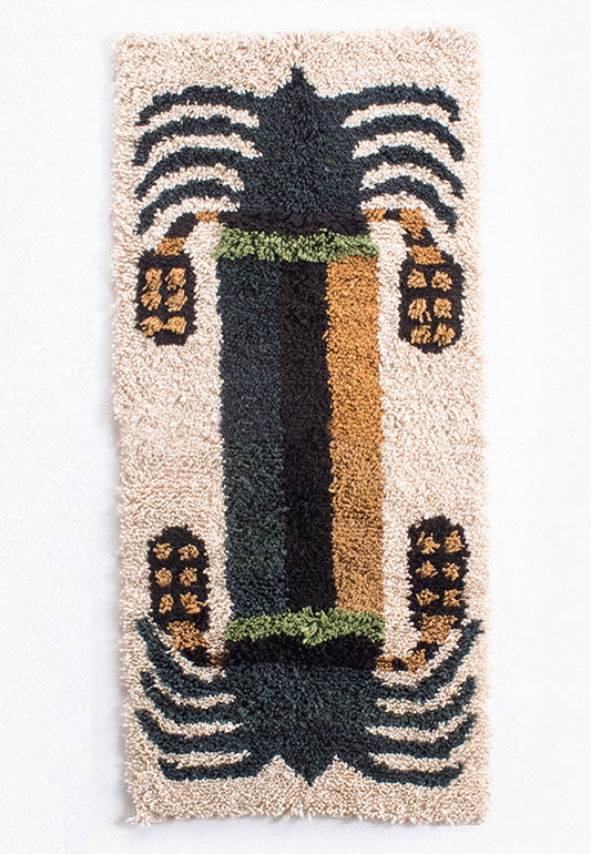 Date palm Tree Rug in natural and green - Double