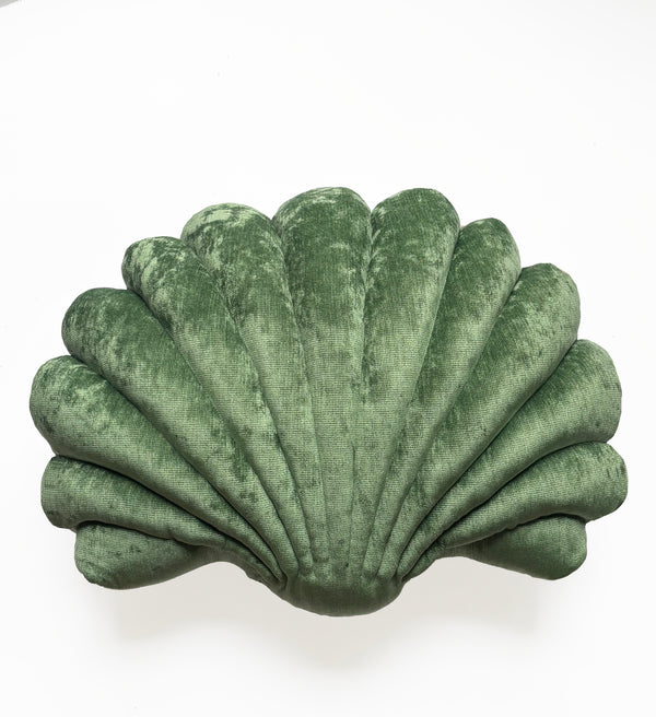 LARGE SHELL PILLOW - MOSS GREEN VELVET
