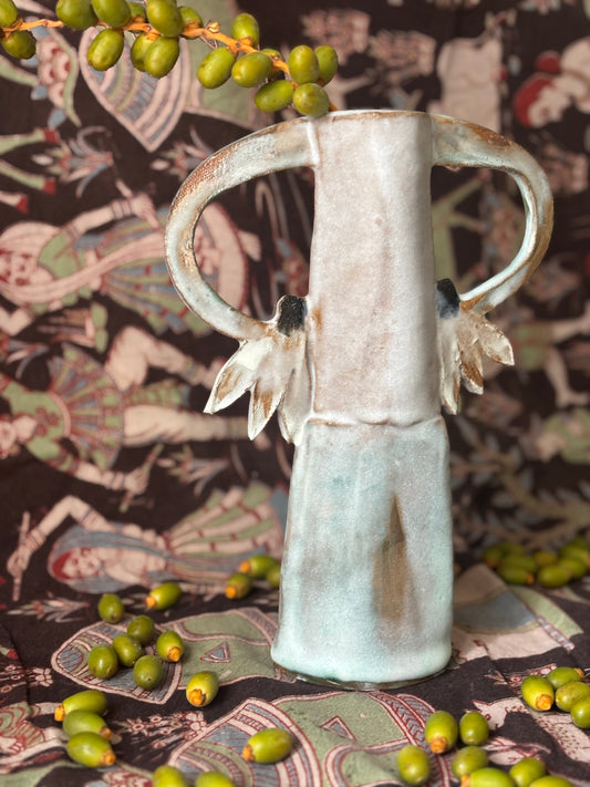 Two cyclamens vase - light blue