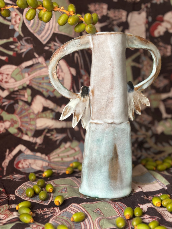 Two cyclamens vase - light blue