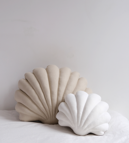 SHELL PILLOWS PAIR - LARGE SAND & SMALL WHITE