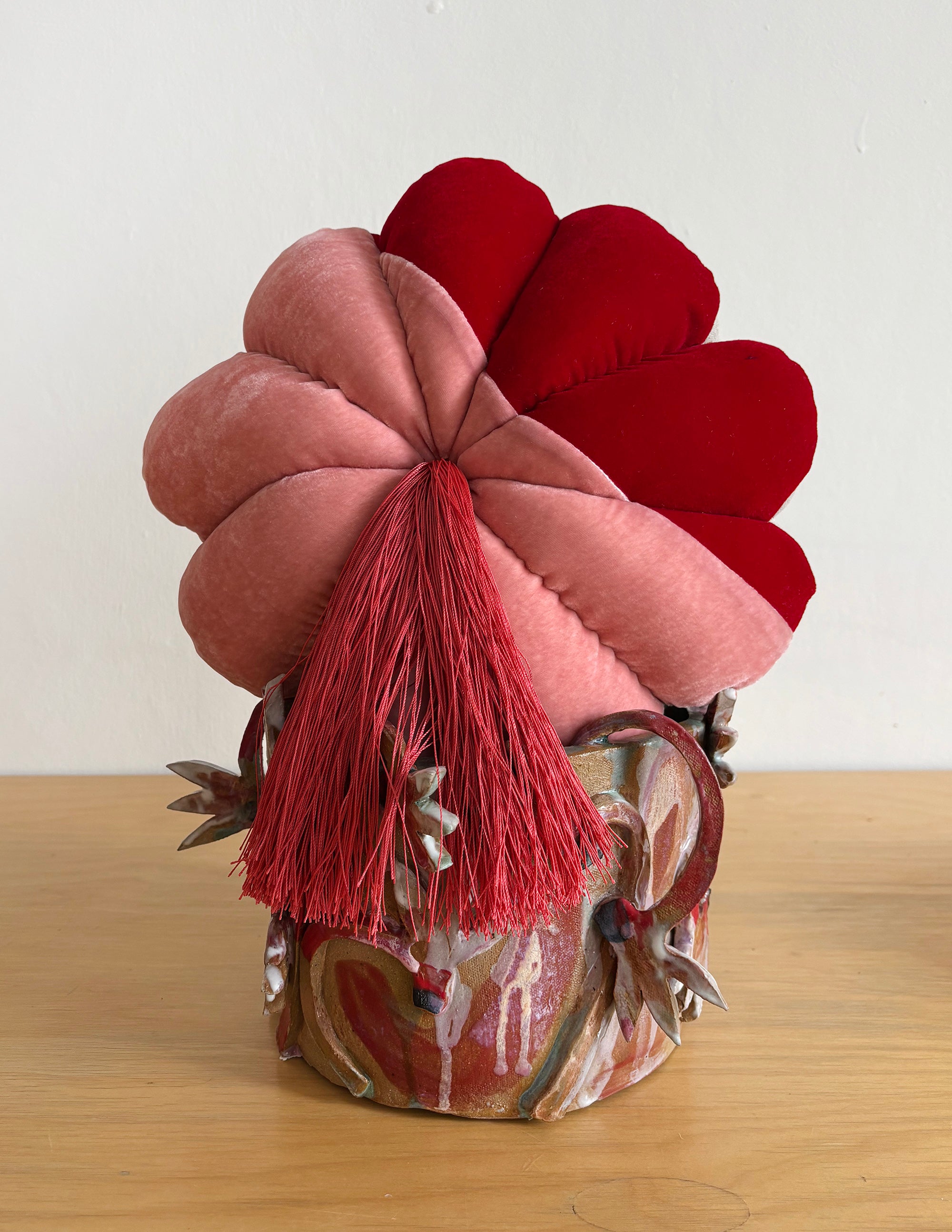 FULL BLOOM, RED & PEACH -  DARK PEACH TASSEL