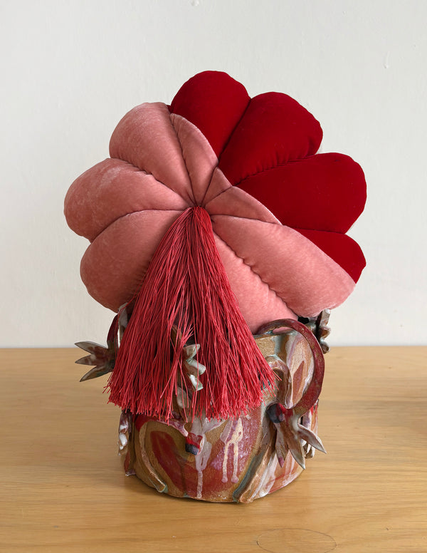 FULL BLOOM, RED & PEACH -  DARK PEACH TASSEL