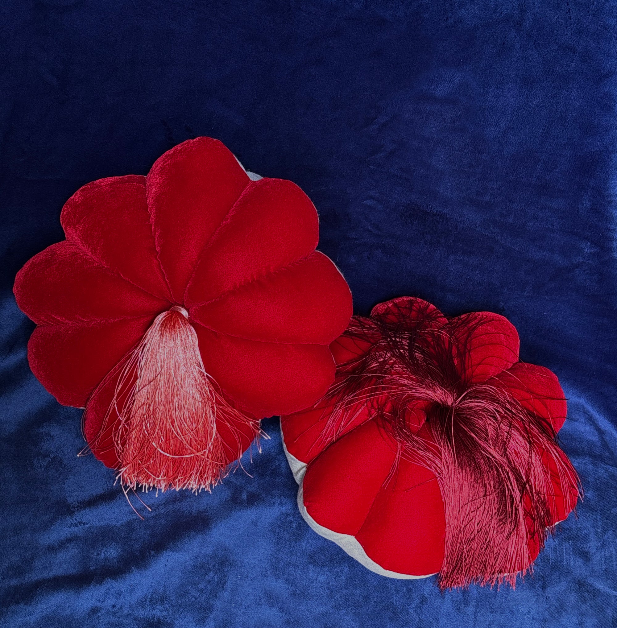 FULL BLOOM, RED / RED & CORAL -  DARK CORAL OR BURGUNDY TASSEL